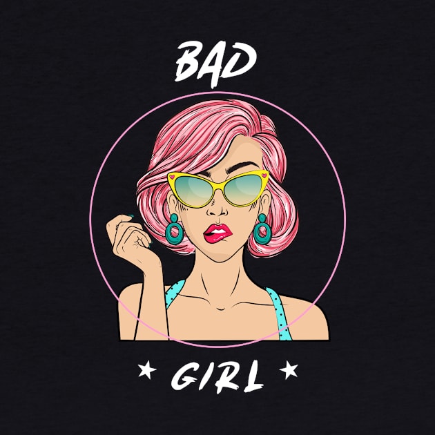 Bad Girl Feminist Pink Hair Girl Power Retro Cartoon 90s Nostalgia by BitterBaubles